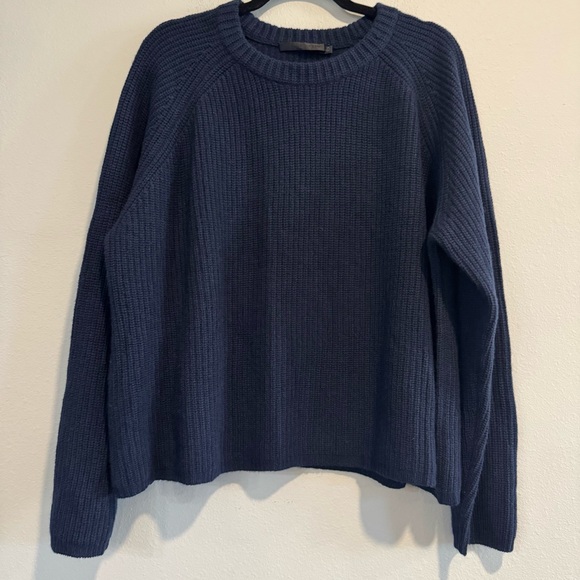 Jenny Kayne Cashmere Fisherman Rib Sweater Crew Neck Boxy Minimalist 2X $395